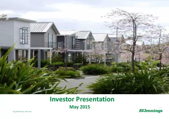 Investor Presentation  May 2015  avjennings.com.au  Disclaimer  This presentation is made for