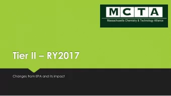 Tier II  RY2017  Changes from EPA and its impact Tier II  Report for First
