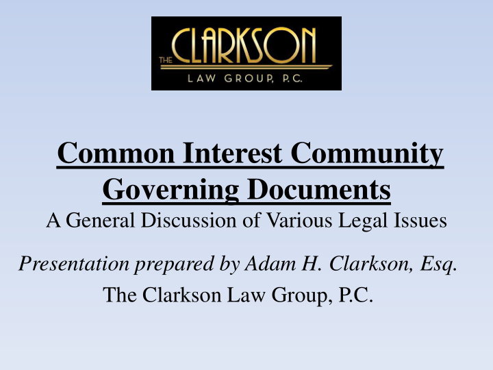 common interest community governing documents