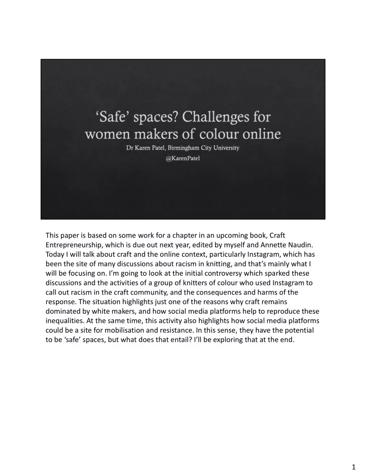 this paper is based on some work for a chapter in an