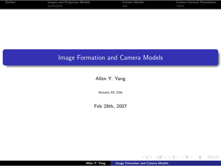 image formation and camera models