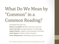 what do we mean by common in a common reading