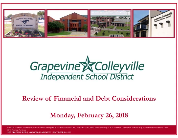 review of financial and debt considerations monday