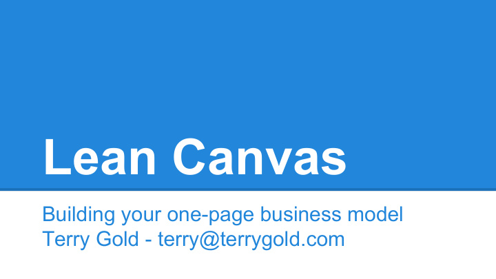 lean canvas