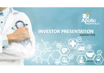 INVESTOR PRESENTATION  INVESTOR PRESENTATION  September 2018  Strictly private and Confidential