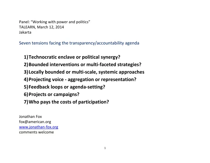 1 technocratic enclave or political synergy 2 bounded