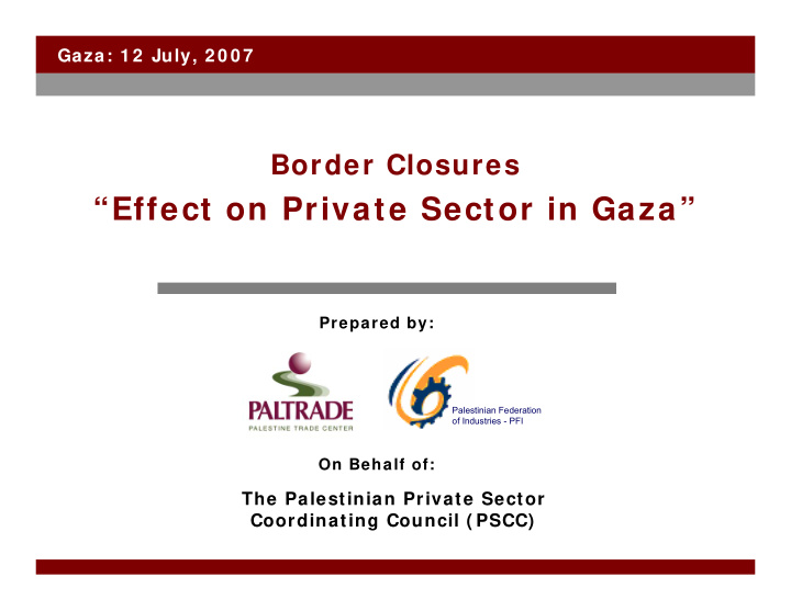 effect on private sector in gaza