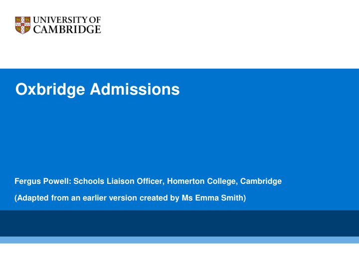 oxbridge admissions