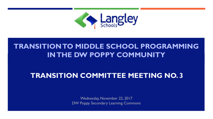 transition to middle school programming in the dw poppy