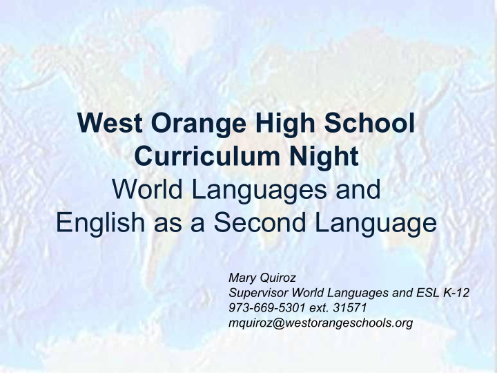 west orange high school curriculum night world languages