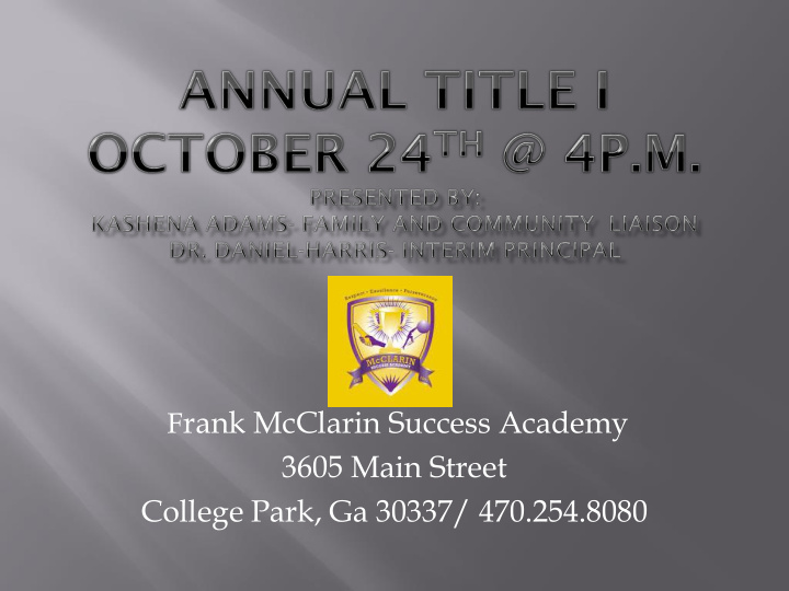f rank mcclarin success academy 3605 main street college