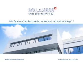 Why facades of buildings need to be beautiful and produce energy ? Solaxess  Peter