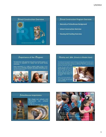 Refinancing Opportunities  RIHEBC In 2013, legislation was enacted to allow communities to retain