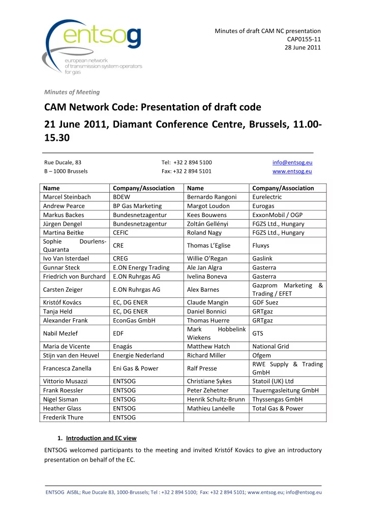 cam network code presentation of draft code 21 june 2011