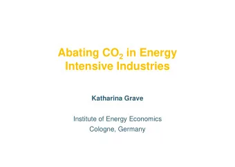 Abating CO 2 in Energy  Intensive Industries  Katharina Grave  Institute of Energy Economics