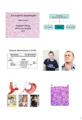 Eosinophilic oesophagitis  Food Allergy  (Allergic food hypersensitivity)  Mike Levin  Paediatric