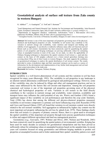 Geostatistical analysis of surface soil texture from Zala county  in western Hungary K. Adhikari