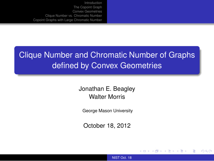 clique number and chromatic number of graphs defined by