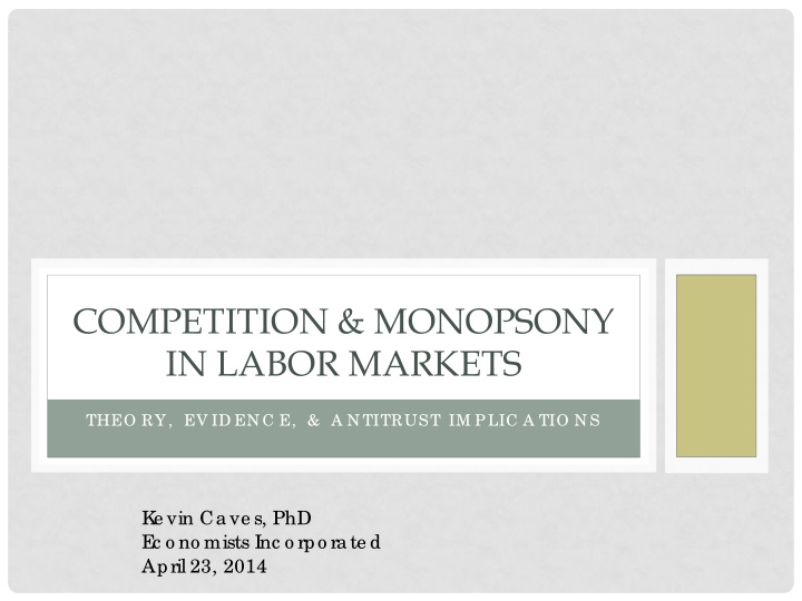 competition monopsony in labor markets