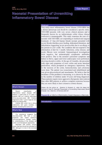 Neonatal Presentation of Unremitting  Inflammatory Bowel Disease  Abstract Sara Ebrahimi 1 , MS;