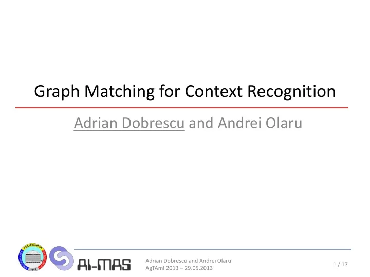 graph matching for context recognition
