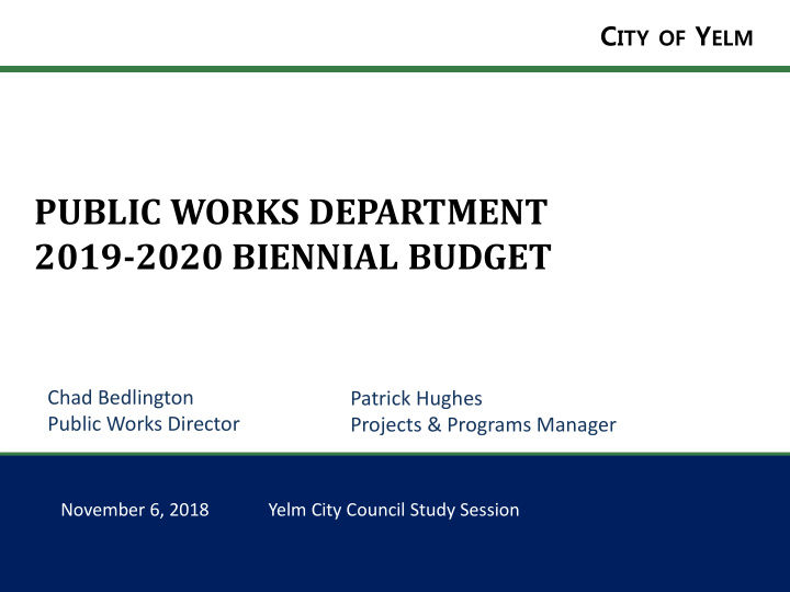 public works department 2019 2020 biennial budget