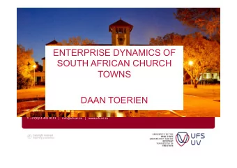 ENTERPRISE DYNAMICS OF  SOUTH AFRICAN CHURCH  FIRST AFRICAN  WATER  TOWNS  CONFERENCE  DAAN TOERIEN