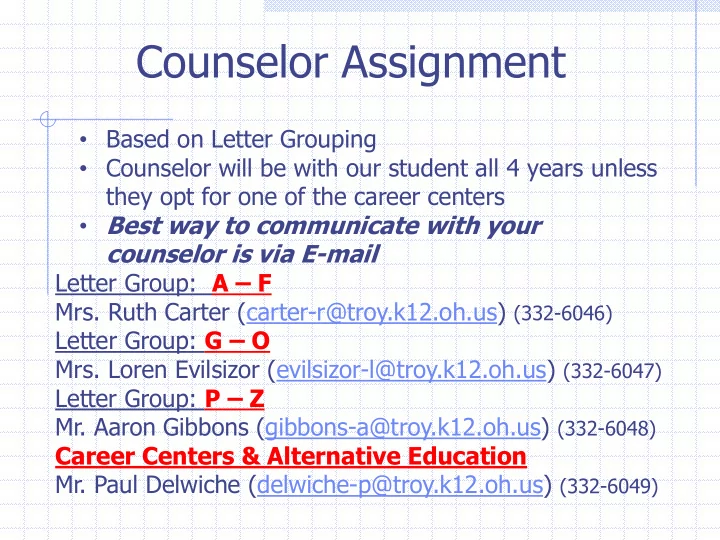 counselor assignment