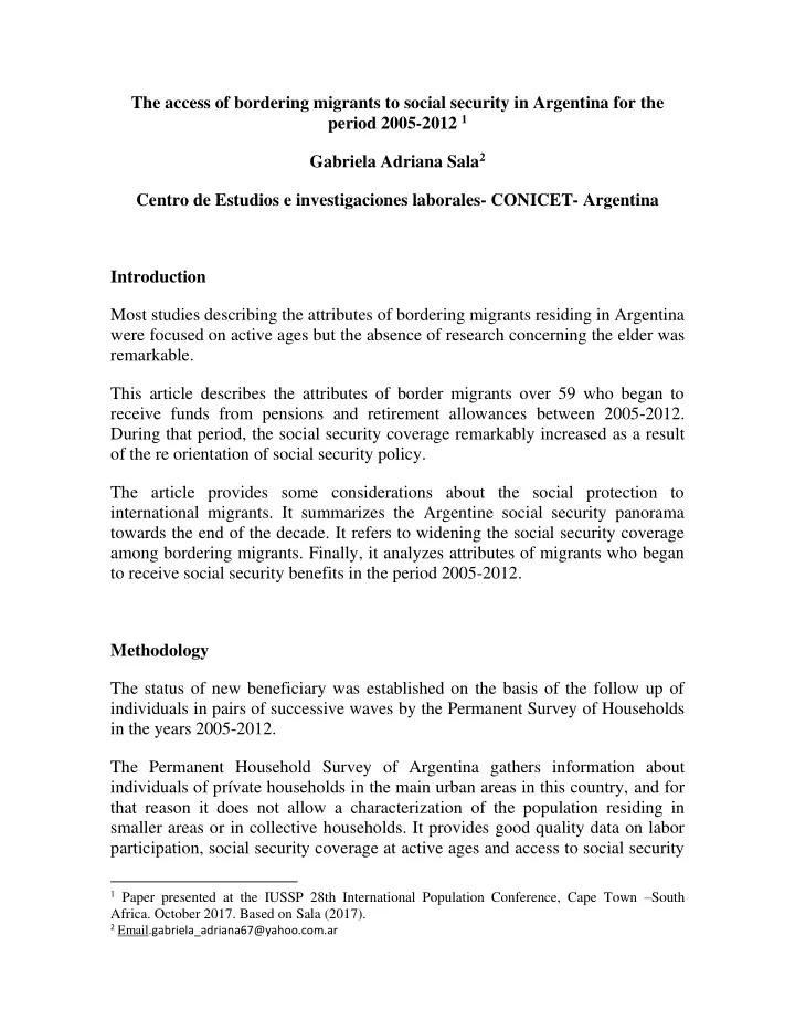 the access of bordering migrants to social security in