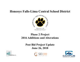 Honeoye Falls-Lima Central School District  Phase 2 Project  2016 Additions and Alterations  Post