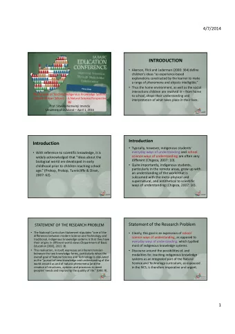 INTRODUCTION  Akerson, Flick and Lederman (2000: 364) define  childrens ideas as