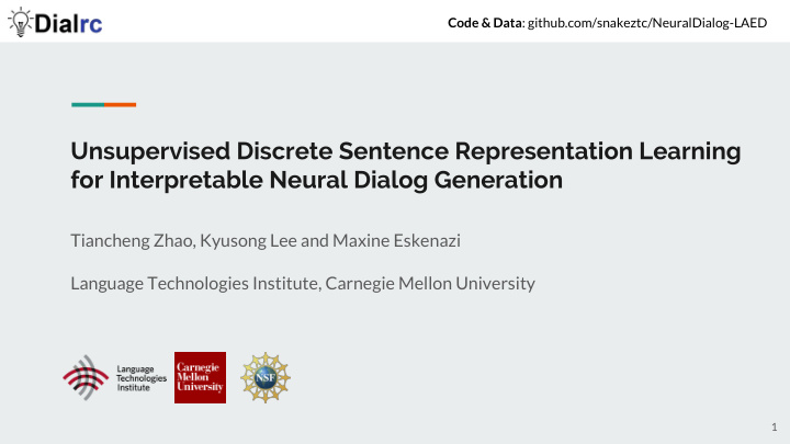 unsupervised discrete sentence representation learning