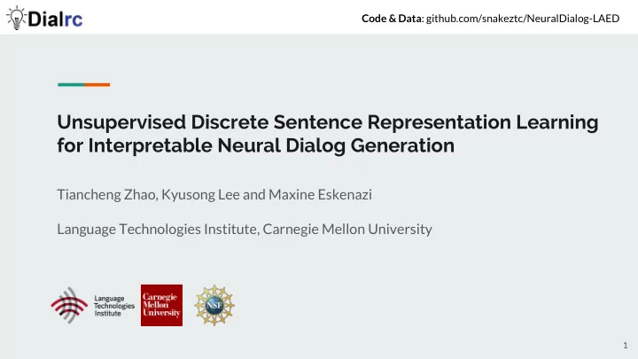 unsupervised discrete sentence representation learning