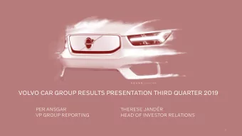 VOLVO CAR GROUP RESULTS PRESENTATION THIRD QUARTER 2019  PER ANSGAR  THERESE JANDR  VP GROUP