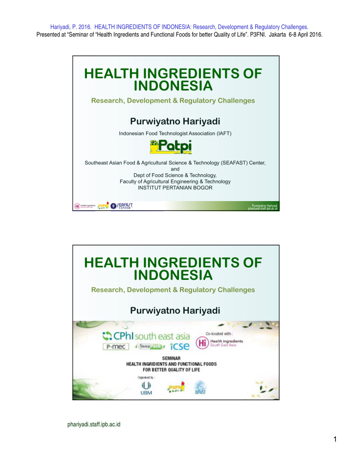 health ingredients of indonesia