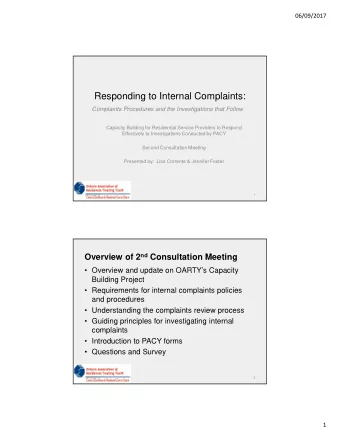 Responding to Internal Complaints:  Complaints Procedures and the Investigations that Follow