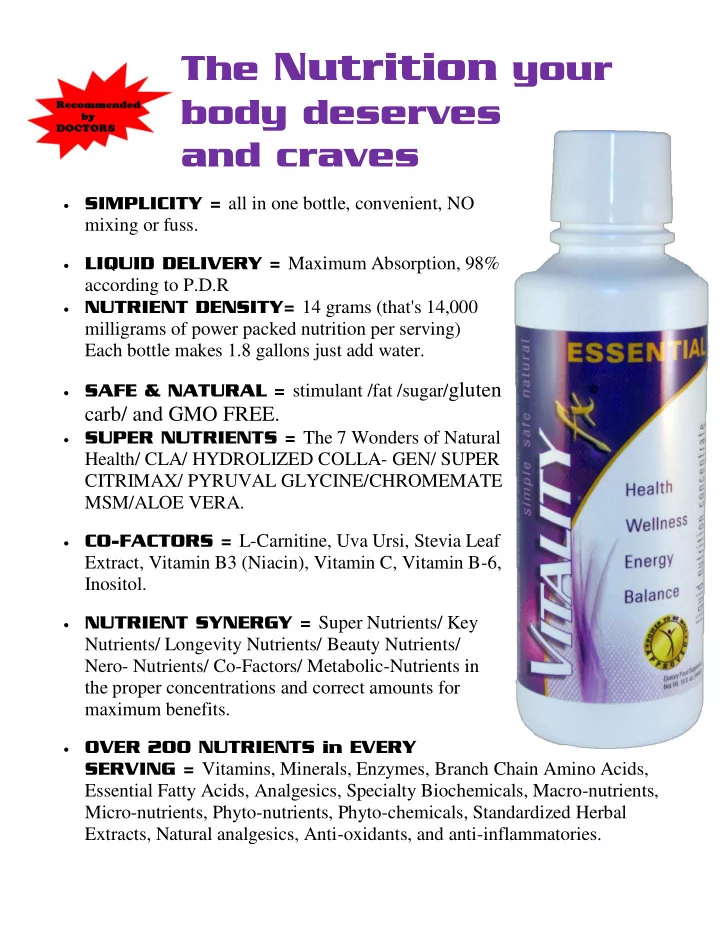 backed nutrients that promote long