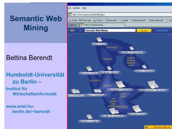 Semantic Web  Mining  Bettina Berendt  Humboldt-Universitt  zu Berlin   Institut fr