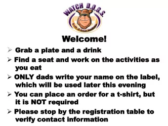 Welcome!  elcome!  Grab a  b a pla  plate  te and  and a  a drink  drink  Find  Find a s  a