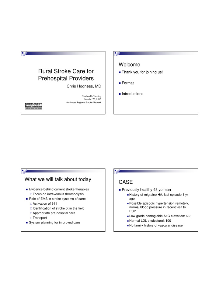 rural stroke care for