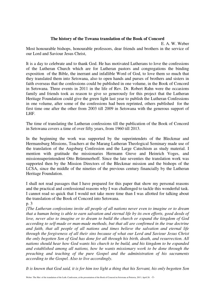 the history of the tswana translation of the book of