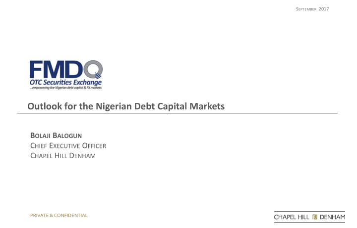 outlook for the nigerian debt capital markets