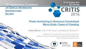 Power Auctioning in Resource Constrained  Micro-Grids: Cases of Cheating Anesu Marufu a , Anne