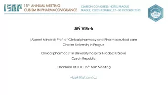 Ji   Vl  ek  (Absent Minded) Prof. of Clinical pharmacy and Pharmaceutical care  Charles