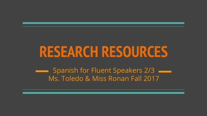 research resources