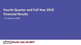 Financial Results  21 January 2020  Important Notice  The past performance of Keppel Pacific Oak US