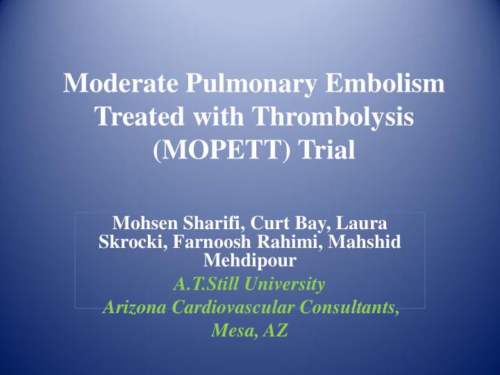 moderate pulmonary embolism