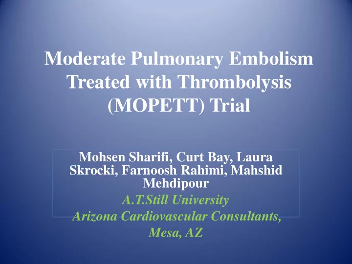 moderate pulmonary embolism
