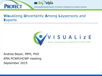 Vis ualizing U ncertainty A mong L aypersons and E xperts  Andrea Beyer, MPH, PhD  EMA PCWP/HCWP
