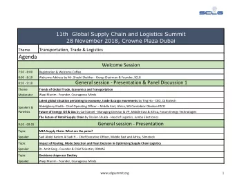 Agenda  Welcome Session  7:30 - 8:00  Registration &amp; Welcome Coffee  8:00 - 8:10  Welcome